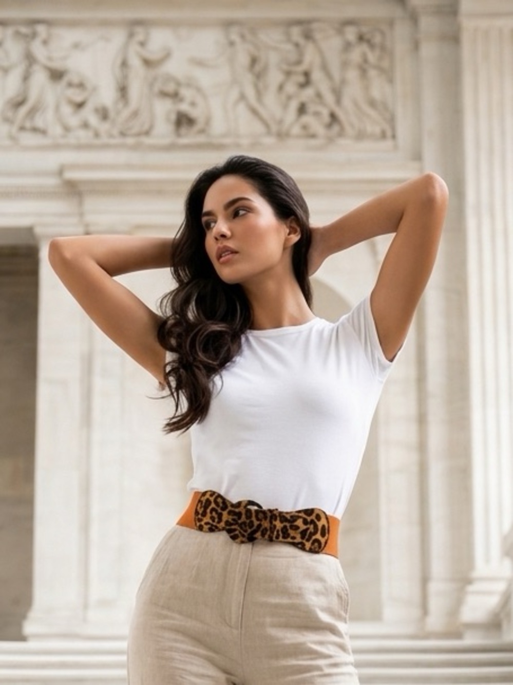 Leopard Print Belt with Buckle Size US 2-4